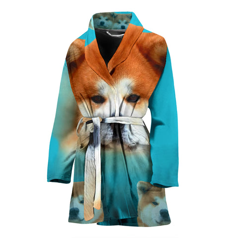 Cute Akita Dog Print Women's Bath Robe