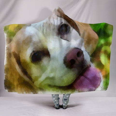 Beagle Dog Watercolor Painting Print Hooded Blanket