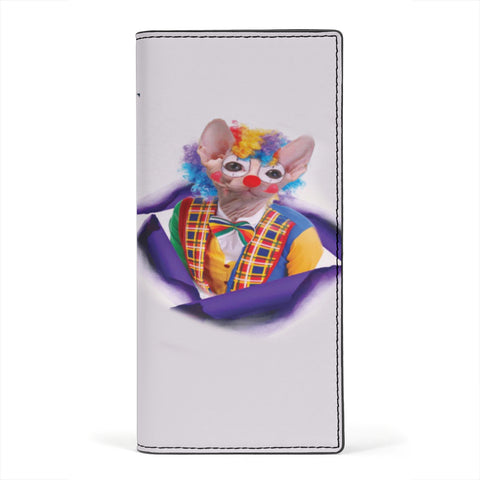 'Clown' Sphynx Cat Print Women's Leather Wallet