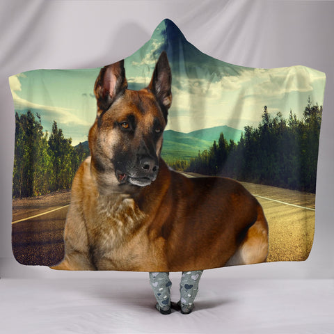 Malinois Dog Print Hooded Blanket