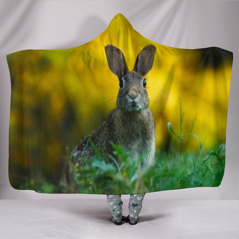 Cute Rabbit Print Hooded Blanket