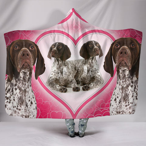 German Shorthaired Pointer Dog Print Hooded Blanket