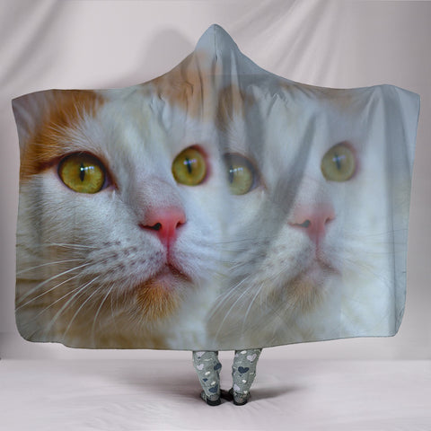 Turkish Van Cat Print Hooded Blanket