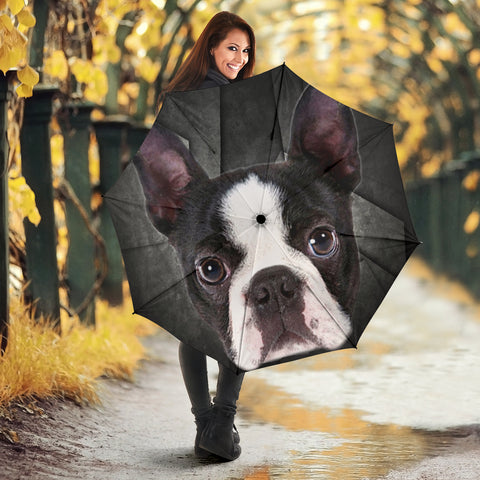 Boston Terrier Black Print Umbrellas