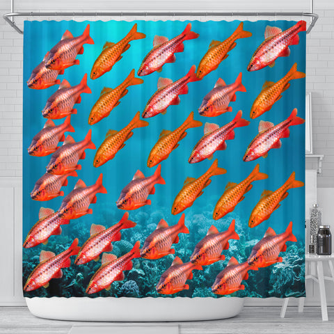 Cherry Barb Fish Print Shower Curtains