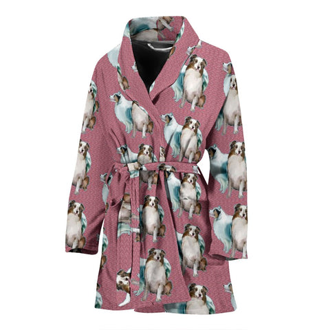 Australian Shepherd Dog Pattern Print Women's Bath Robe