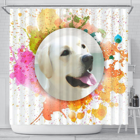 Colorful Labrador Retriever Dog Print Shower Curtain