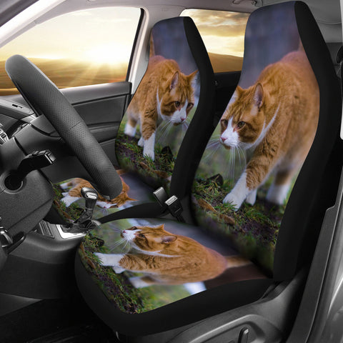 Cute Siberian Cat Print Car Seat Covers