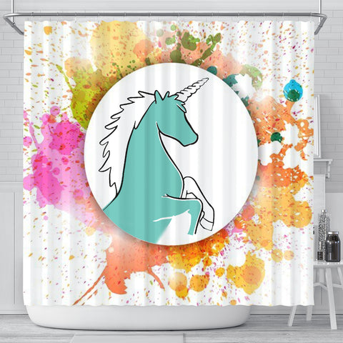 Colorful Unicorn Print Shower Curtain