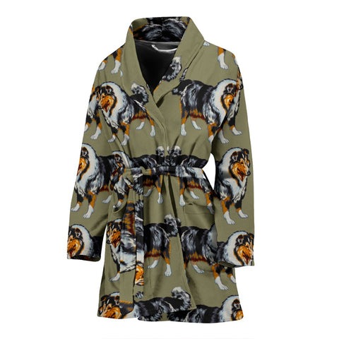 Amazing Rough Collie Dog Pattern Print Women's Bath Robe