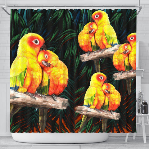 Sun Conure Parrot Art Print Shower Curtains