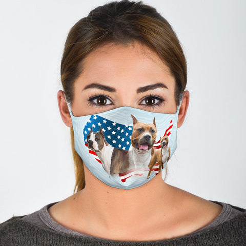 Cute American Staffordshire Terrier Print Face Mask