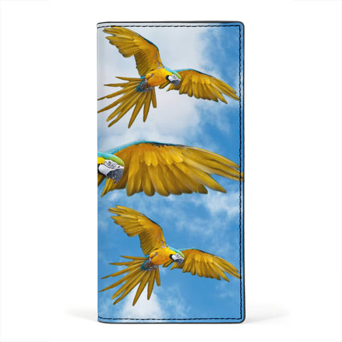 Blue-And-Yellow Macaw Print Women's Leather Wallet