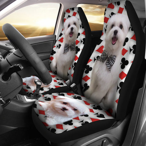 Maltese Dog Print Car Seat Covers