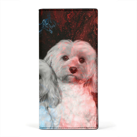 Cockapoo On Colorful Print Women's Leather Wallet