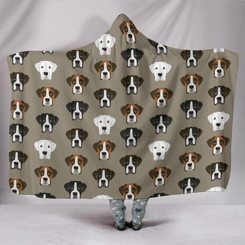 Boxer Dog Pattern Print Hooded Blanket