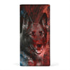 German Shepherd On Red and Blue Print Women's Leather Wallet