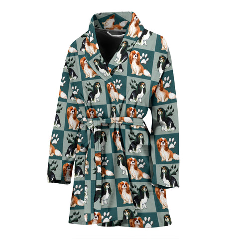 Caveliar King Charles Spaniel Dog Pattern Print Women's Bath Robe