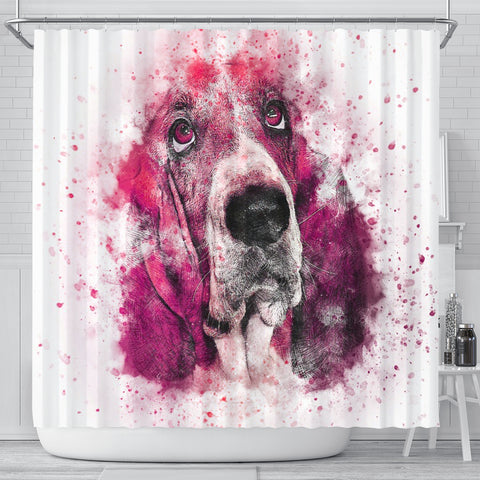 Basset Hound Dog Painting Print Shower Curtains
