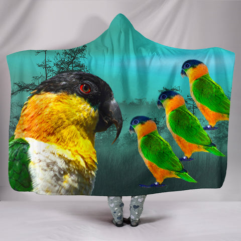 Caique Parrot Print Hooded Blanket