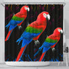 Red And Green Macaw Parrot Print Shower Curtains