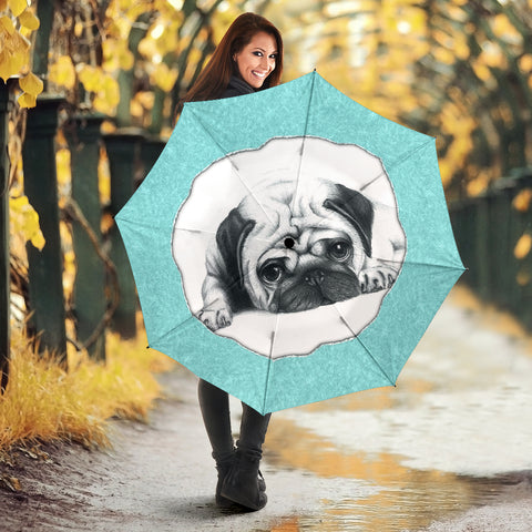 Cute Pug Dog Sketch Print Umbrellas