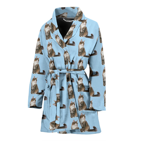 Norwegian Forest Cat Pattern Print Women's Bath Robe