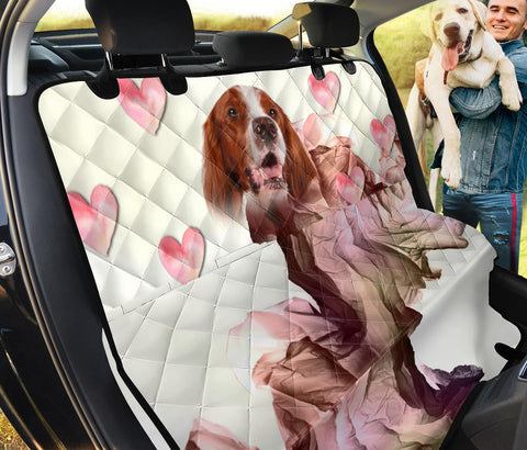 Irish Red and White Setter On Heart Print Pet Seat Covers