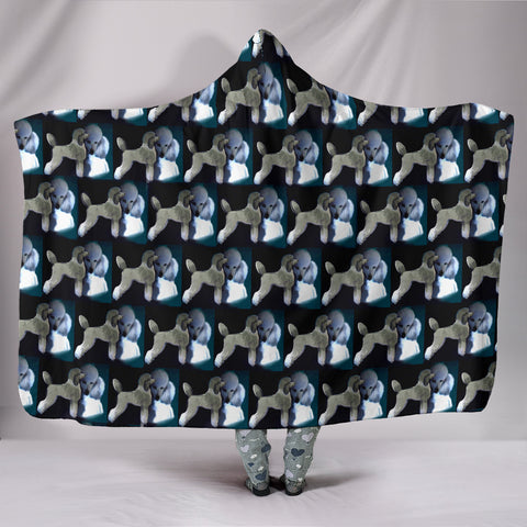 Poodle Dog Pattern Print Hooded Blanket