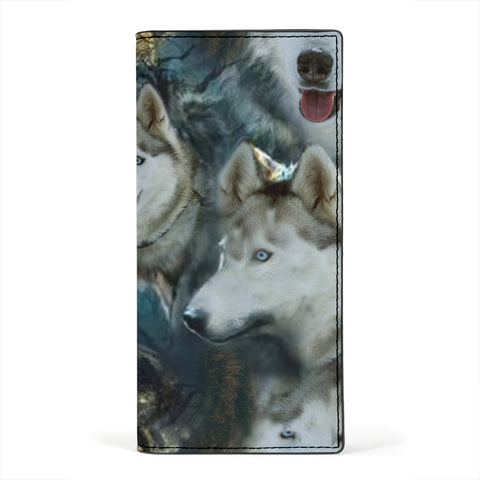 Siberian Husky Dog Print Women's Leather Wallet