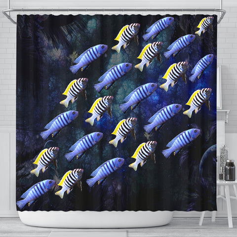 Cynotilapia Afra Fish Print Shower Curtains