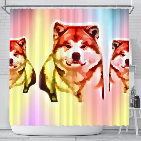 Colorful Akita Dog Print Shower Curtain