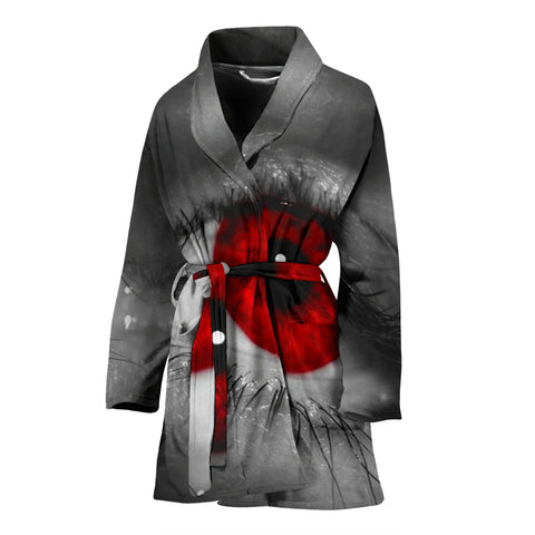 Red Eyes Print Women's Bath Robe