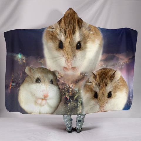 Cute Roborovski Hamster Print Hooded Blanket