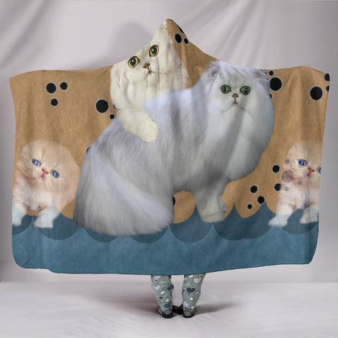 Cute Persian cat Hooded Blanket