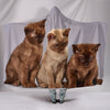 Three Burmese Cat Print Hooded Blanket