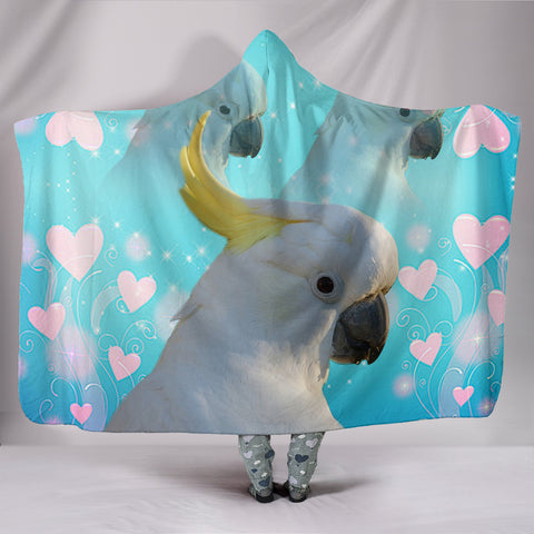 Cockatoo Parrot Print Hooded Blanket