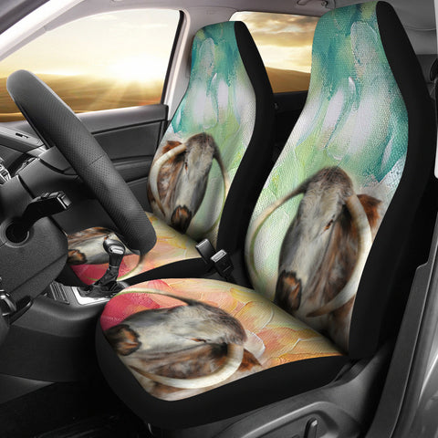 English Longhorn Cattle (Cow) Painted Art Print Car Seat Covers