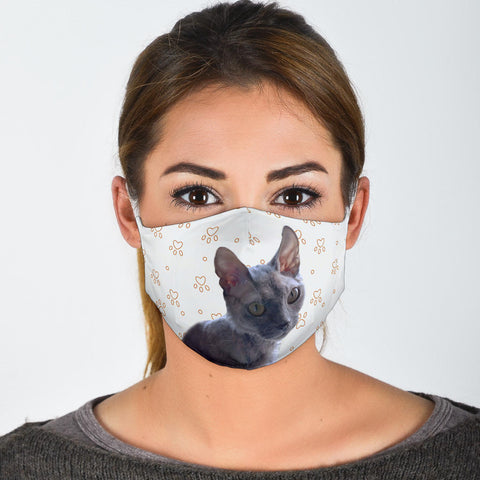 Lovely Devon Rex Cat Paws Print Face Mask