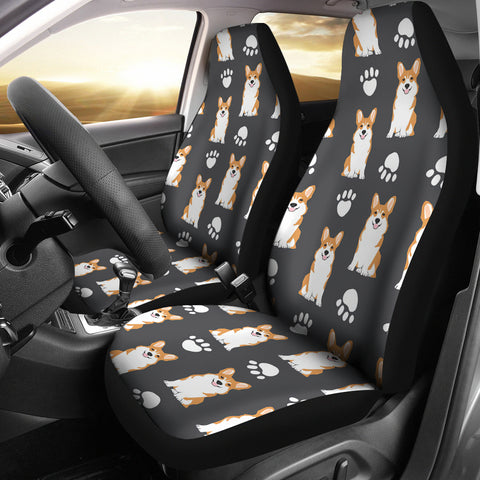 Pembroke Welsh Corgi With Paws Print Car Seat Covers