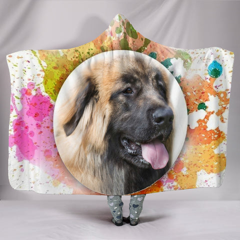 Colorful Leonberger Dog Print Hooded Blanket