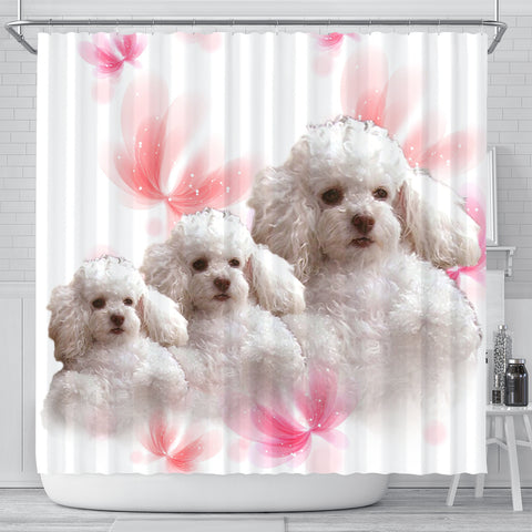 Cute Poodle Dog Print Shower Curtains