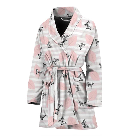 Butterfly Pattern Print Women's Bath Robe