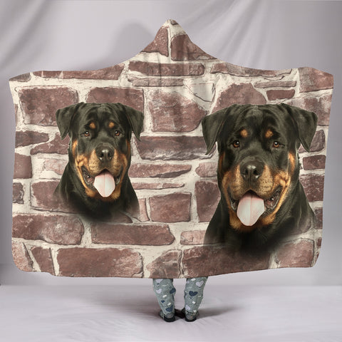 Rottweiler Dog Print Hooded Blanket