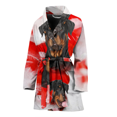 Cute Rottweiler Print Women's Bath Robe