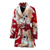 Cute Chihuahua On Red Print Women's Bath Robe