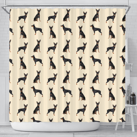 German Pinscher Dog Art Pattern Print Shower Curtains