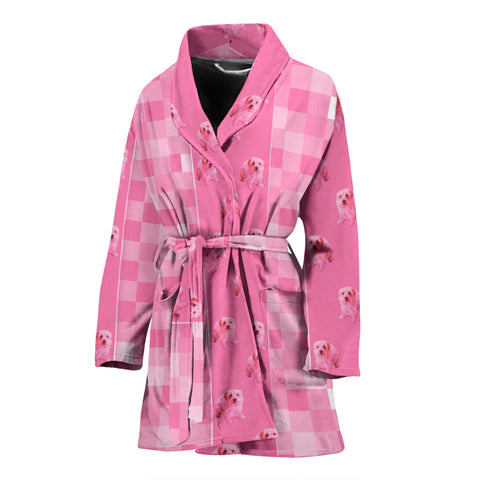 Yorkiepoo Print Women's Bath Robe