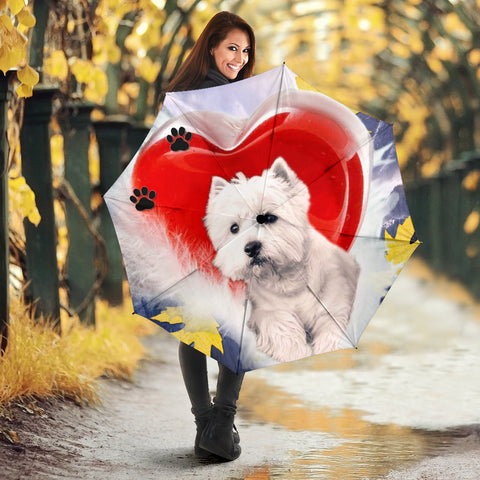 Westie With Heart Print Umbrellas