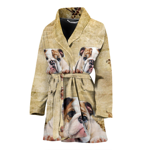 Bulldog Print Women's Bath Robe